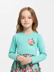 Бирюзовый платье для девочки с длинным рукавом, повседневное, 3-7 лет