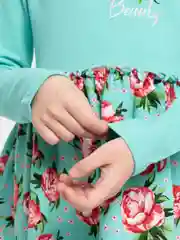 Бирюзовый платье для девочки с длинным рукавом, повседневное, 3-7 лет