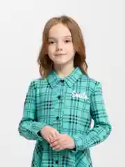 Бирюзовый платье для девочки с длинным рукавом, 3 - 7 лет