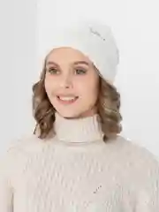 Белый женская вязаная шапка на флисовом подкладе Амира
