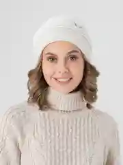 Белый женская вязаная шапка на флисовом подкладе Амира