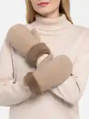 Бежевый варежки зимние женские, меховые