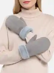 Серый варежки зимние женские, меховые