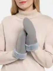 Серый варежки зимние женские, меховые