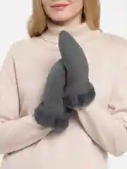 Угольный варежки зимние женские, меховые