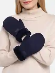 Индиго варежки зимние женские, меховые