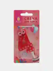 Свеча-цифра для торта "4" "С глазками", 6 см, ЗОЛОТАЯ СКАЗКА, с держателем, в блистере