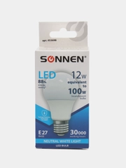 Лампа светодиодная SONNEN, 12(100)Вт,цоколь Е27,груша,нейтр.бел,30000ч, LED A60-12W-4000