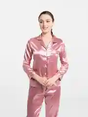 Пастельно-коралловый пижама женская со штанами, атласная