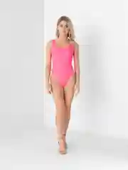 Розовый купальник женский слитный, однотонный, в рубчик