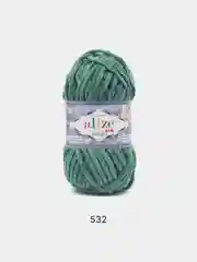 Зеленый пряжа плюшевая Alize Velluto (Ализе Веллуто), 100 г, 68 м
