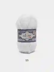 Белый пряжа плюшевая Alize Velluto (Ализе Веллуто), 100 г, 68 м
