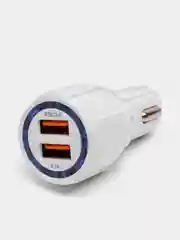 Белый адаптер питания автомобильный USB, 5V (автомобильное зарядное устройство от прикуривателя)