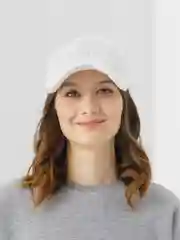 Бежевый зимняя меховая кепка бейсболка, унисекс