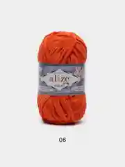 Оранжевый пряжа плюшевая Alize Velluto (Ализе Веллуто), 100 г, 68 м
