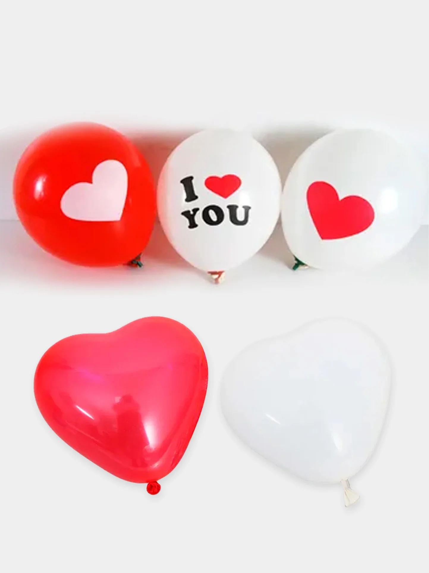 Разноцветный воздушные шары "Сердечко, I love you", 5 штук, 30 см