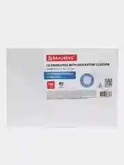 Конверты С6 (114х162мм), отрывная лента, 80г/м2, КОМПЛЕКТ 100шт, внут. запечатка, BRAUBERG