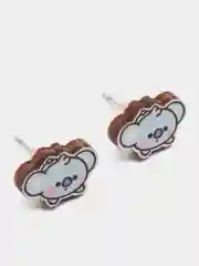 Голубой серьги-пусеты "Персонажи BT21", деревянные
