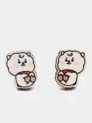 Белый серьги-пусеты "Персонажи BT21", деревянные