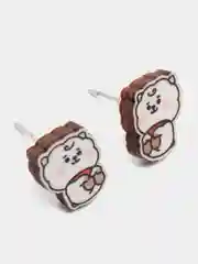 Белый серьги-пусеты "Персонажи BT21", деревянные