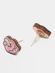 Мятный серьги-пусеты "Персонажи BT21", деревянные