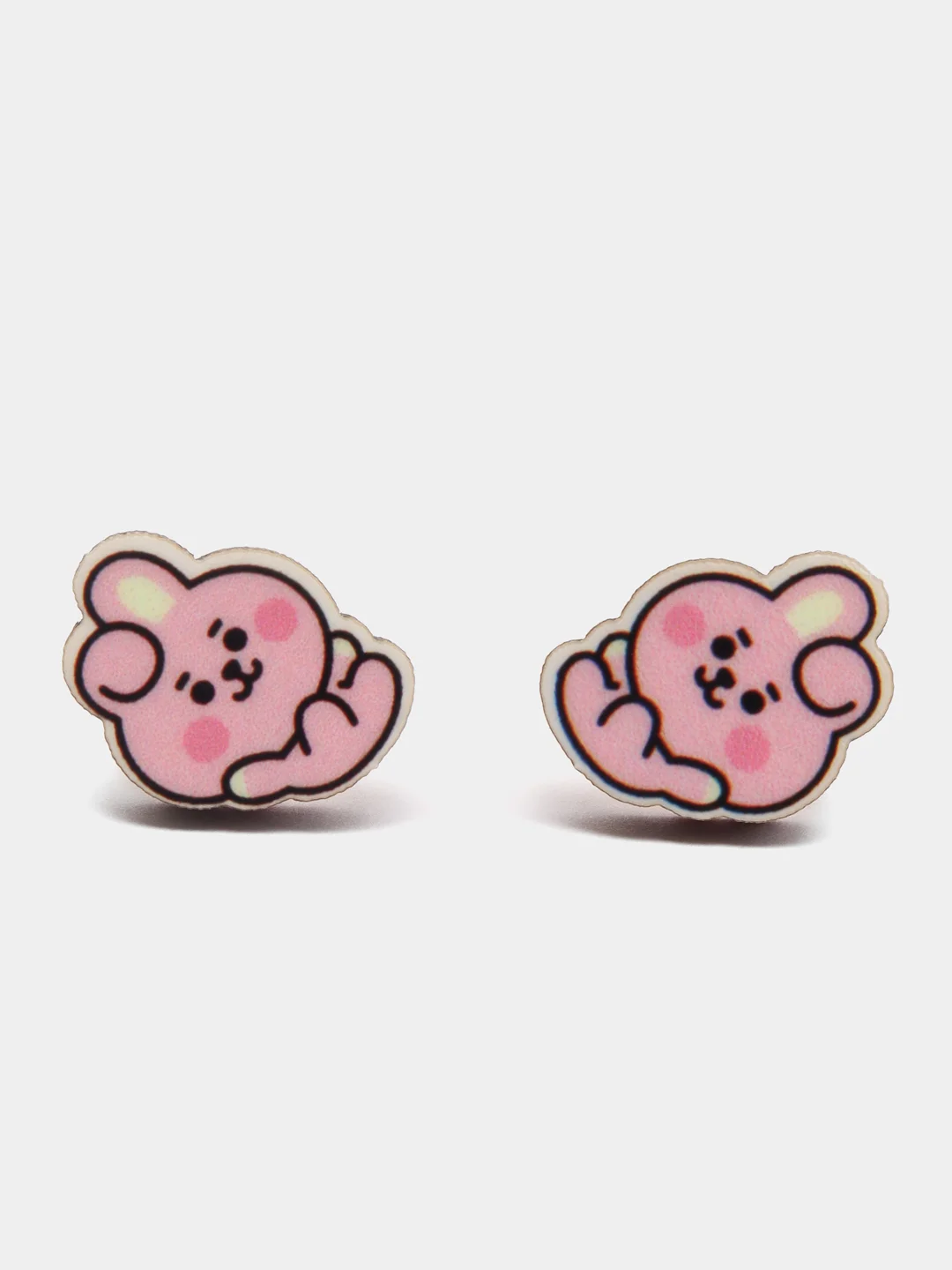 Мятный серьги-пусеты "Персонажи BT21", деревянные