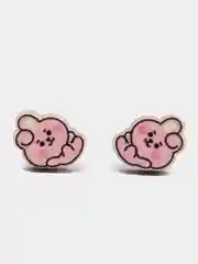 Мятный серьги-пусеты "Персонажи BT21", деревянные