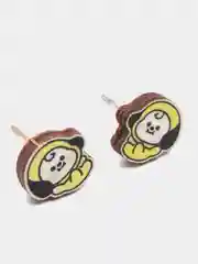 Желтый серьги-пусеты "Персонажи BT21", деревянные