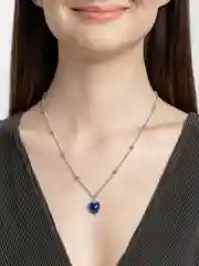 Серебряный цепочка на шею с подвеской Сердце меняющая цвет