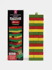 Игра настольная "Цветная Башня", 48 окрашенных деревянных блоков + кубик, "Золотая сказка"