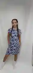 Синий меланж трикотажное женское платьe, домашнее, хлопок 100%,Onstyle