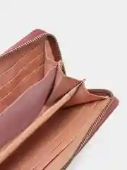 Розовый кошелек женский,  на молнии, с ремешком