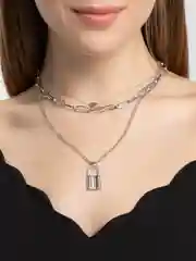 Серебряный цепочка с замком, трехслойная