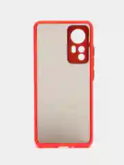 Красный чехол пластиковый Xiaomi 12, 12X, 12S  Сяоми 12 / 12Х / 12С матовый, с цветными кнопками