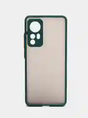 Зеленый чехол пластиковый Xiaomi 12, 12X, 12S  Сяоми 12 / 12Х / 12С матовый, с цветными кнопками
