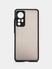 Черный чехол пластиковый Xiaomi 12, 12X, 12S  Сяоми 12 / 12Х / 12С матовый, с цветными кнопками