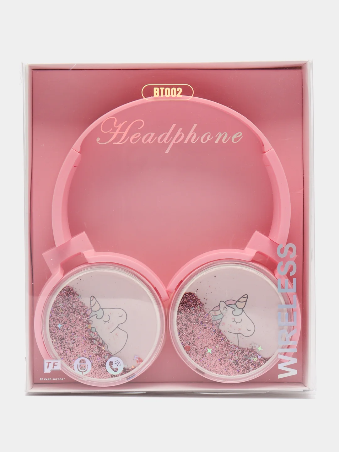 Розовый детские беспроводные наушники "Единорог" WIRELESS ВТ002 unicorn