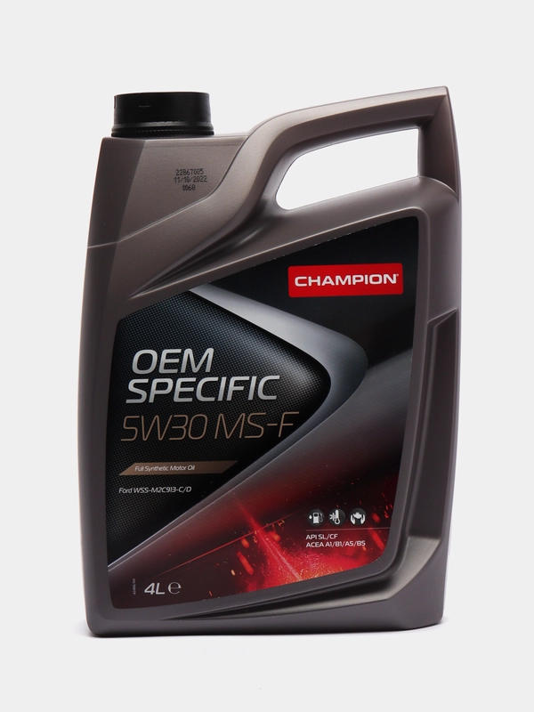 Автомобильное синтетическое моторное масло Champion Oem Specific 5W30 MS-F, 4 л, Бельгия