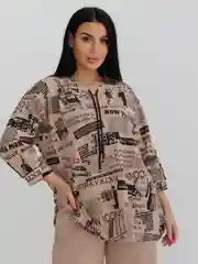 Бежевый костюм, кофта и брюки палаццо, 2127КФ