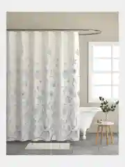 Штора для ванной 180x200 см, РАКУШКИ, цвет молочный/голубой