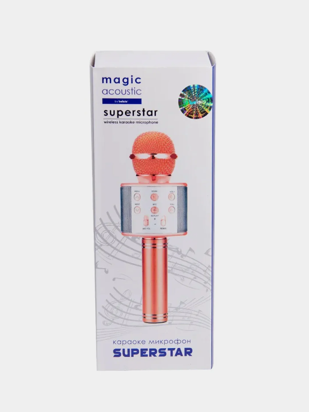 Золотой караоке-микрофон Magic Acoustic Superstar, с Bluetooth