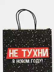 Подарочный пакет на новый год с надписью и рисунком, 22 х 22 х 11 см