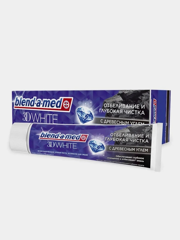 Зубная паста Blend-a-med 3D White "Древесный уголь", для безопасного отбеливания, 100 мл