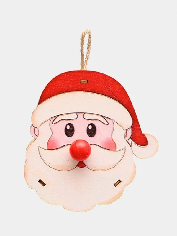 Деревянная новогодняя игрушка для ёлки, на батарейках