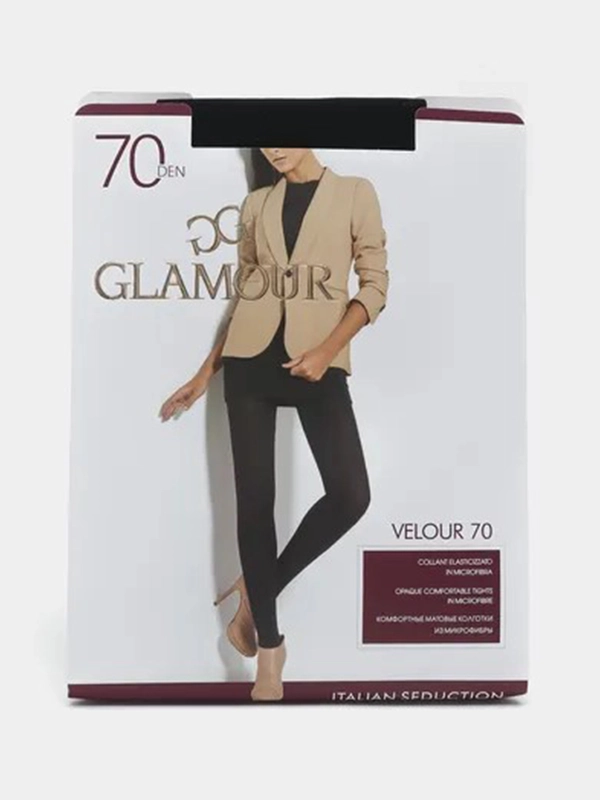 Колготки женские Glamour "Velour", 70 ден, черные, матовые, плотные