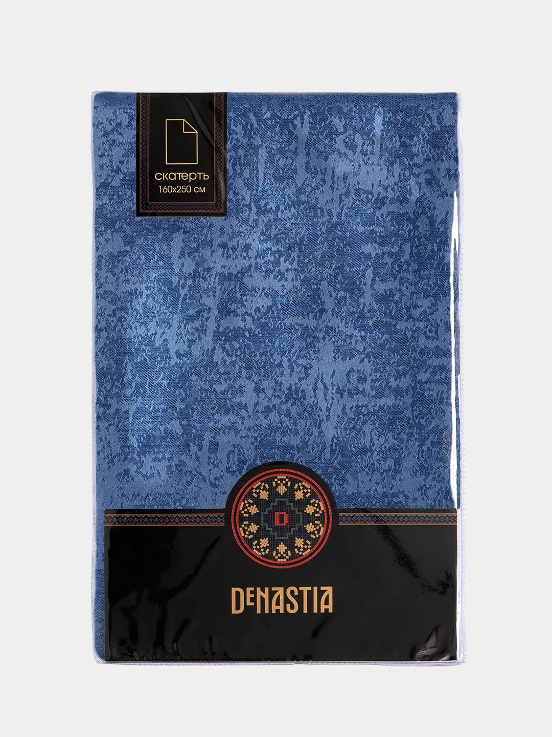 Скатерть DeNASTIA 140х200см, жаккард, цвет синий (эффект потёртости)