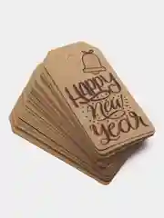 Бирка крафт "Happy new Year", набор 50 шт, для оформления подарка, праздника, сувениров