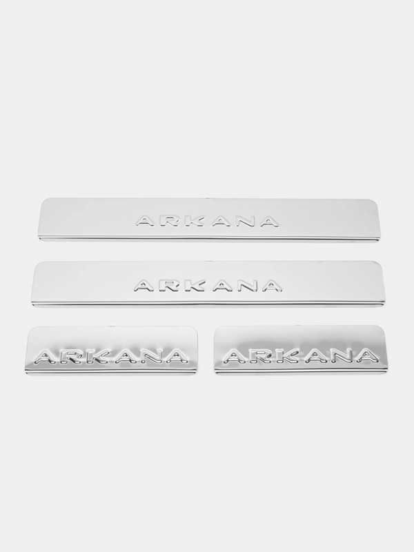 Накладки на пороги нержавейка, хром, штапм, рельеф, надпись Renault Arkana