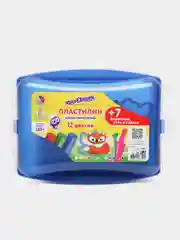 Пластилин в боксе "ЮНЛАНДИК В ЗООПАРКЕ", 12 цветов, 130 г, скалка, стек, 7 формочек