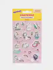 Наклейки зефирные "Единороги", многоразовые, 10х15 см, ЮНЛАНДИЯ, 661785